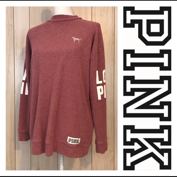 PINK Victoria's Secret Tops - PINK Dusty Mauve Oversized Nubby Sweatshirt